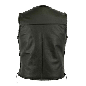 Women's Adults Unisex Customized Color <b>Leather</b> Sleeveless Motorbike <b>Biker</b> <b>Vest</b> Breathable Perforated Design All Seasons Custom - Product Image 2