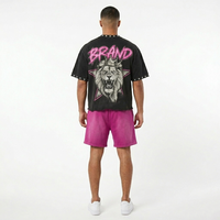 Ensemble T-shirt et short personnalisé avec impression sérigraphique et strass, effet délavé soleil, design très tendance, 100% coton, pour unisexe