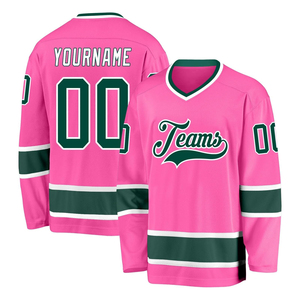 Jersey de Hockey sobre Hielo Rosa Personalizado Harry Johnson Production 2026, Unisex, Cuello en V, Malla Transpirable, Ropa Deportiva de Equipo, ODM OEM - Product Image 1