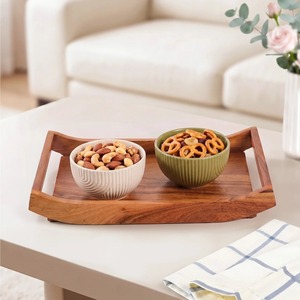 Wooden Serving <b>Tray</b> Rectangle Minimalist Design Varnished Finish Single Tier for Table Use Food <b>Storage</b> <b>Trays</b> <b>Tray</b> for Home - Product Image 6