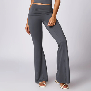 Seamless Knit <b>Yoga</b> <b>Trousers</b> Wide Leg Fitness Pants Wide Waistband Pilates Workout Wholesale <b>Yoga</b> Wear Supplier Women Activewear - Product Image 5