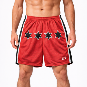 Shorts de basketball en maille à imprimé étoiles style Chicago, décontractés, avec cordon de serrage, pour l'entraînement athlétique, respirants, vêtements de sport, fourniture OEM - Product Image 5