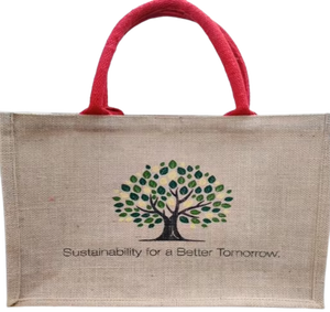 Wholesale Custom Print <b>Medium</b> Full Size Jute <b>Bag</b> Handles Reusable Shoulder Strap Grocery Tiffin Lunch Box Carrier Shopping <b>Bag</b> - Product Image 1