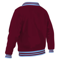 Veste varsity grise pour homme avec bordure noire, fermeture à boutons recouverts, style décontracté, coupe régulière, vêtement d'hiver réversible et coupe-vent
