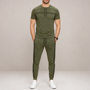Conjunto Deportivo Casual de Verano de Alta Calidad, Estampado, Mezcla de Algodón Suave, Ligero, Elástico y Transpirable, Camiseta de Manga Corta y Pantalones Jogger - Product Image 2