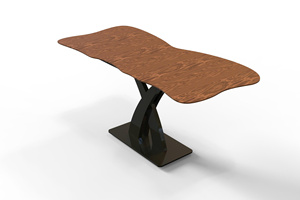 Modern Live Edge Wood Top Dining Table with Luxury X-Shaped Metal Base, Unique Irregular <b>Large</b> <b>Desk</b> for Villa & Office - Product Image 2