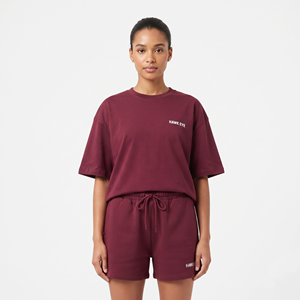 Custom Logo Women's Cotton Short Sleeve T Shirt and Shorts <b>Set</b> Summer Two Piece Casual Lounge Wear <b>Twin</b> <b>Set</b> - Product Image 5