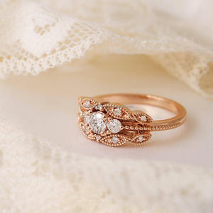 Igi/gia แหวนเพชรเจียระไนแบบวินเทจ14K โรสโกลด์แหวนแต่งงาน/งานครบรอบ/ปาร์ตี้แหวนหมั้น - Product Image 4