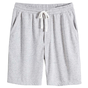 Shorts Bermuda décontractés gris uni pour homme, taille mi-haute, avec cordon de serrage, poches, respirants, séchage rapide, en coton tricoté - Product Image 1