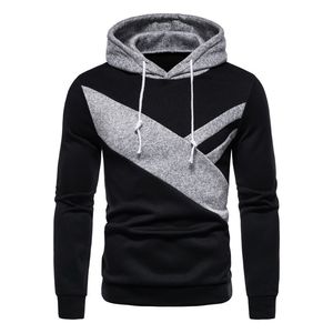 Sweat-shirt à capuche pour homme, manches longues, design color block, décontracté, automne, noir et beige - Product Image 6