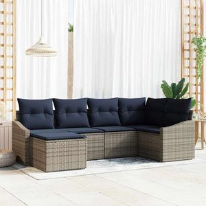 Poly Rattan Garden <b>Sofa</b> <b>Set</b> With Cushions Grey Outdoor Furniture Contemporary Design - Product Image 1
