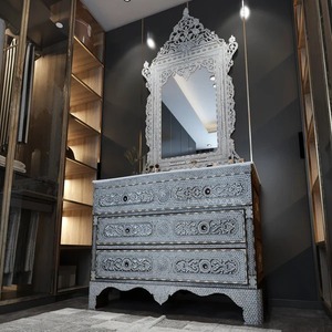 High-End Mother of Pearl Inlay <b>Mirror</b> Frame with Arabic Art Design Luxury Decorative Wall <b>Mirror</b> for Modern Homes - Product Image 5
