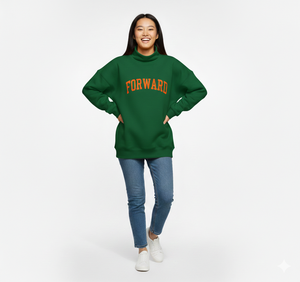 Women's Yellow Oversized Turtleneck Sweatshirt With Forward Letter Print Drop-Shoulder Long Sleeve Knitted Casual <b>Top</b> - Product Image 2