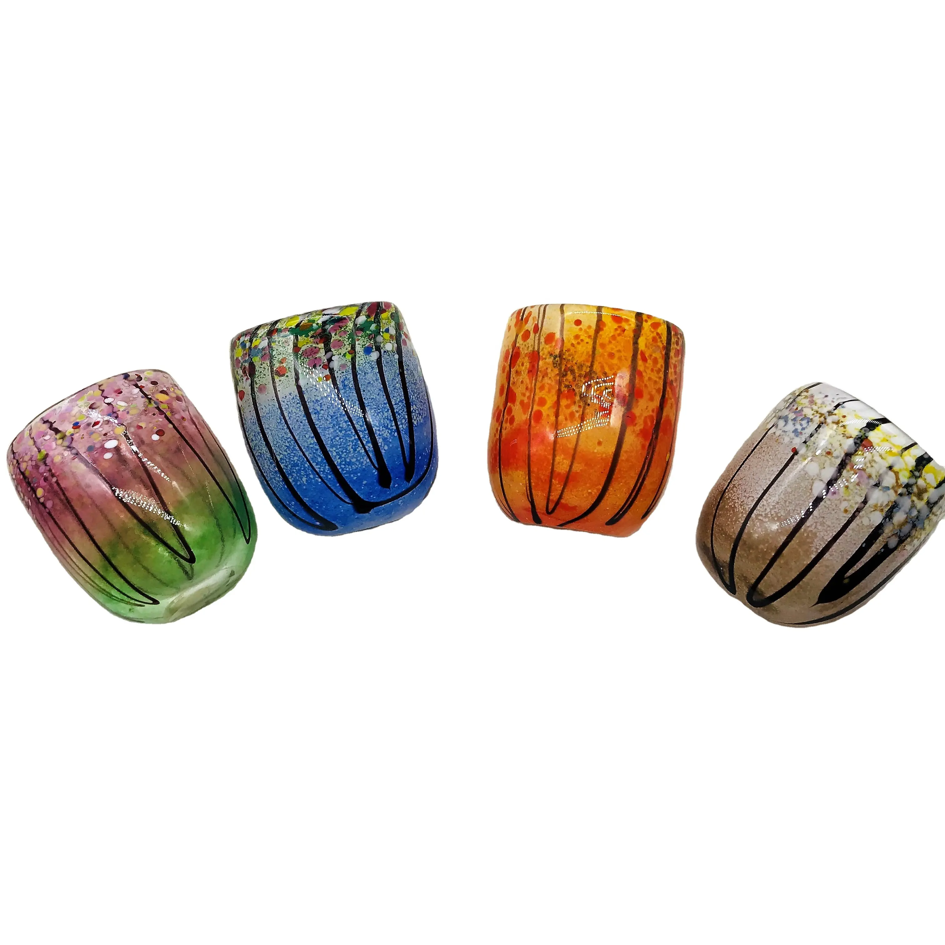 wholesale custom made abstract seasonal pattern colored borosilicate drinking glass