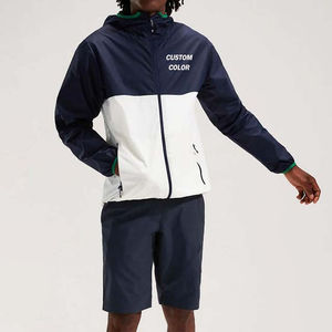 Ensemble de jogging 2 pièces en polyester léger personnalisé, veste coupe-vent à capuche, ensemble coupe-vent d'extérieur pour hommes - Product Image 2