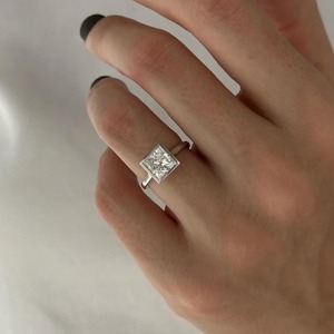 Anillo Solitario de Diamante Cultivado en Laboratorio de 1 Quilate, Corte Princesa, Claridad VS1, Color F, Oro Blanco de 14K, Certificado GIA, Anillo de Compromiso Clásico para Mujer - Product Image 1