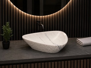 Lavabo Triangular de Mármol Natural Tallado a Mano, Moderno, para Baños de Lujo, Hoteles, Uso en Comedores, Proveedor Mayorista - Product Image 1