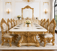 Ensemble de table et chaises de style impérial européen, ensemble de table à manger haut de gamme avec chaises rembourrées, meubles de salle à manger pour la maison, Royaume-Uni