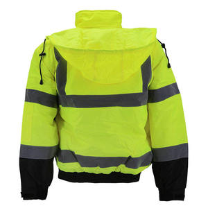 Veste de sécurité imperméable à capuche haute visibilité respirante pour hommes avec style de protection réfléchissant - Product Image 3