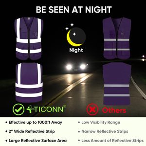 Safety Apparel Reflective Safety Vests for Men Women High Visibility Vest with Pockets Mesh Fabric <b>Construction</b> Neon <b>Work</b> Vest - Product Image 6