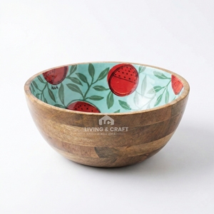 Bol à salade en bois de qualité supérieure avec ensemble de cuillères |   Bol de service naturel pour fruits, salades et vaisselle - Product Image 2