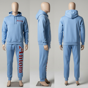 Ensemble de survêtement décontracté pour homme, 100 % polyester, grande taille, imprimé, deux pièces, en molleton, faible MOQ, vente en gros - Product Image 1
