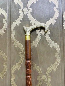 Brass Antique Nautical Handle Polished Multifunction Walking <b>Stick</b> with Designer Wooden Head Graduation Easter - Product Image 2