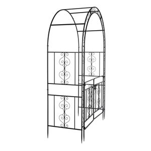 Arco in Ferro Battuto Nero 134,5*58,5*213cm, Doppio Strato con Porta, Tetto ad Arco, Recinzione e Cancelli per Cortile - Product Image 4