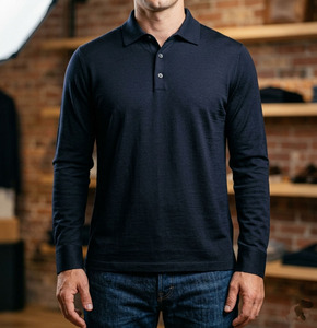 Camisas Polo Personalizadas OEM de Alta Calidad, Color Sólido, Mezcla de Algodón y Poliéster, Formales para Negocios, Manga Larga, Transpirables y Ecológicas para Hombre - Product Image 2
