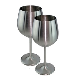 Royal Design Stainless Steel Wine <b>Glass</b> Round Elegant Long Stem Party <b>Goblet</b> 20.5cm Break Resistant Decorative Wine <b>Glass</b> - Product Image 4