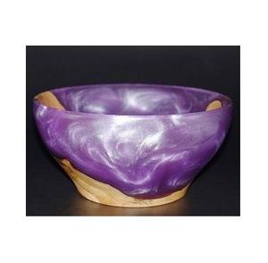 Bol à salade élégant en bois et résine époxy, motif bois naturel, couche de résine transparente, écologique, pour la décoration - Product Image 3