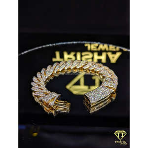 Bracelet cubain unisexe de créateur, diamant de laboratoire, bijoux de mariage - Product Image 6