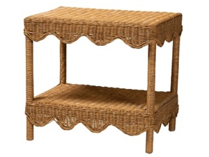 Bali & Pari Oteria Mesa auxiliar de ratán natural festoneado, miel ligera - Product Image 4