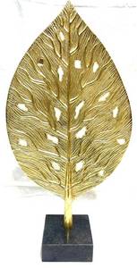 Escultura Moderna de Hoja de Plátano de Metal Plateado, Estatua de Hoja Dividida, Objeto de Arte Botánico sobre Base Cuadrada, Decoración para el Hogar - Product Image 6
