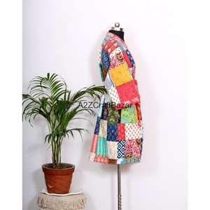 Vestido Kimono de Lujo con Estampado Floral, 100% Algodón, Estilo Kantha, para Mujer, Ropa de Dormir Bohemia para Playa, con Cinturón - Product Image 5