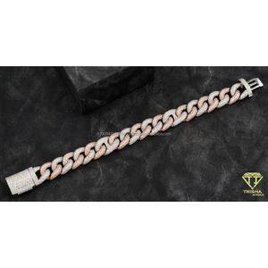 Bracelet cubain en moissanite de créateur, en argent sterling 925, avec maillons glacés bicolores et bijoux hip-hop haut de gamme - Product Image 4