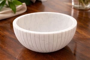 Bol en marbre naturel fait à la main, bol décoratif en pierre pour la décoration de la maison - Product Image 4