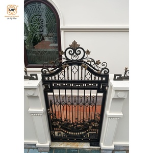 KHP Traditional Rustic Wrought Iron Exterior Entry Gate Anti-Theft Feature Manual <b>Swing</b> Style Finished Surface for Garden Use - Product Image 5