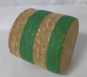 Panier de pique-nique en jonc de mer tressé au design innovant avec couvercle, organisateur de rangement en corde naturelle, style traditionnel décoratif, capacité 6-10L - Product Image 4
