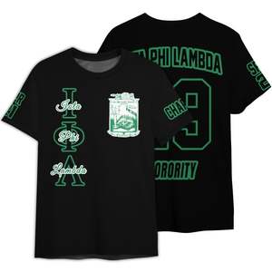 Camiseta Personalizada de la Hermandad Iota Phi Lambda, Camiseta Negra y Verde Esmeralda, Iota Phi Lambda Desde 1929 - Product Image 3