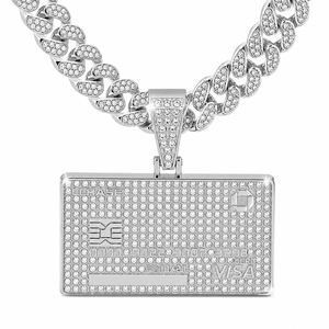 Colgante de Plata de Ley 925 con Moissanita para Hombre, Diseño de Tarjeta de Crédito, Estilo Hip Hop, Elegante Corte Redondo, Joyería con Incrustaciones de Diamantes - Product Image 3