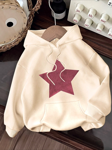 เสื้อฮู้ดซิปหน้าสำหรับผู้หญิงไซส์ใหญ่ ลายดาวสีแดง ผ้าฟลีซโพลีเอสเตอร์ 100% ป้องกันขนร่วง โลโก้ด้านหน้า แขนยาว - Product Image 5