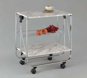 Chariot de cuisine pliable en bois Sam Yi avec finition chromée et laiton Fabriqué à Taïwan Modèle SA016M - Product Image 4