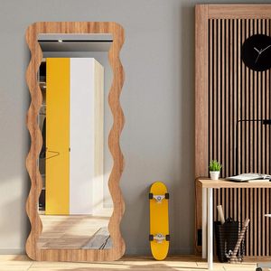 Modern Wavy Full Length Wooden <b>Floor</b> <b>Mirror</b> Handmade Natural Wood Decorative <b>Standing</b> <b>Mirror</b> - Product Image 2