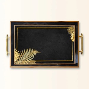 Bandeja Rectangular Metálica con Incrustaciones Doradas y Diseño de Helecho, Moderna y de Lujo, Duradera para Fiestas y Ocasiones Especiales - Product Image 2