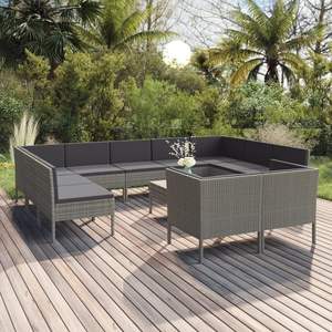 Ensemble de salon de jardin modulaire standard en rotin PE gris, espace de vie extérieur confortable et élégant - Product Image 1