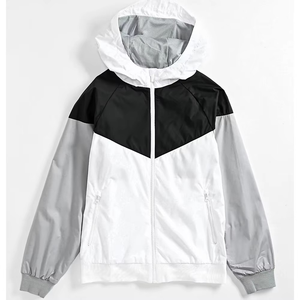 Custom Three Tone Hooded Windbreaker Men's Full Zip Waterproof <b>Jacket</b> <b>Lightweight</b> Breathable Outdoor Sportswear <b>Running</b> Windcoat - Product Image 1