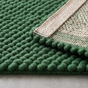 Modern Emerald Green Wool Handwoven Loop Pile Anti-Slip Chunky <b>Pebble</b> <b>Rug</b> Textured Handmade Area Living Room Bedroom Home Decor - Product Image 6