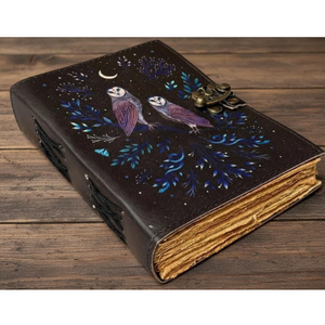 Diario Clásico de Cuero Genuino con Estampado de Búho, Hecho a Mano, Vintage, para Lectura Religiosa, Wicca y Brujería - Product Image 6