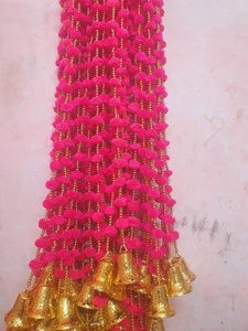 Guirlande de pompons artificiels modernes en soie faits à la main, style indien Gauri Craft, clochettes, pour mariage, décorations festives, couronnes murales/porte - Vente chaude - Product Image 5